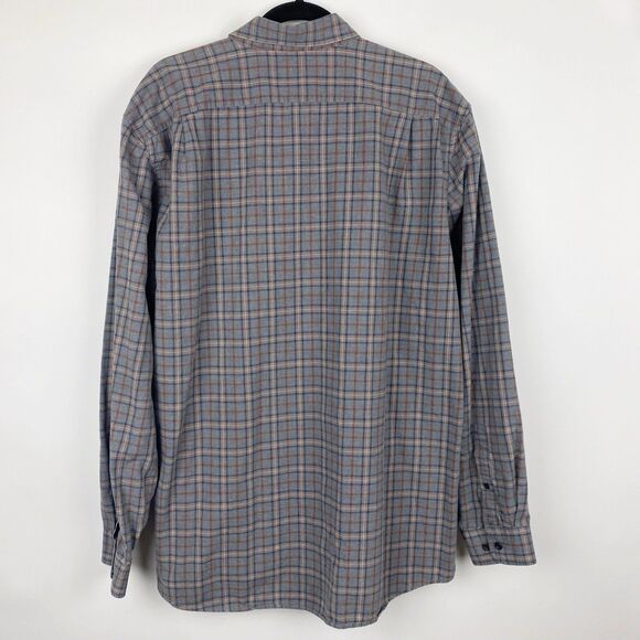 EDDIE BAUER  Gray Plaid Relaxed Fit Cotton Flannel Button Down Shirt - Tall XL - Picture 2 of 4